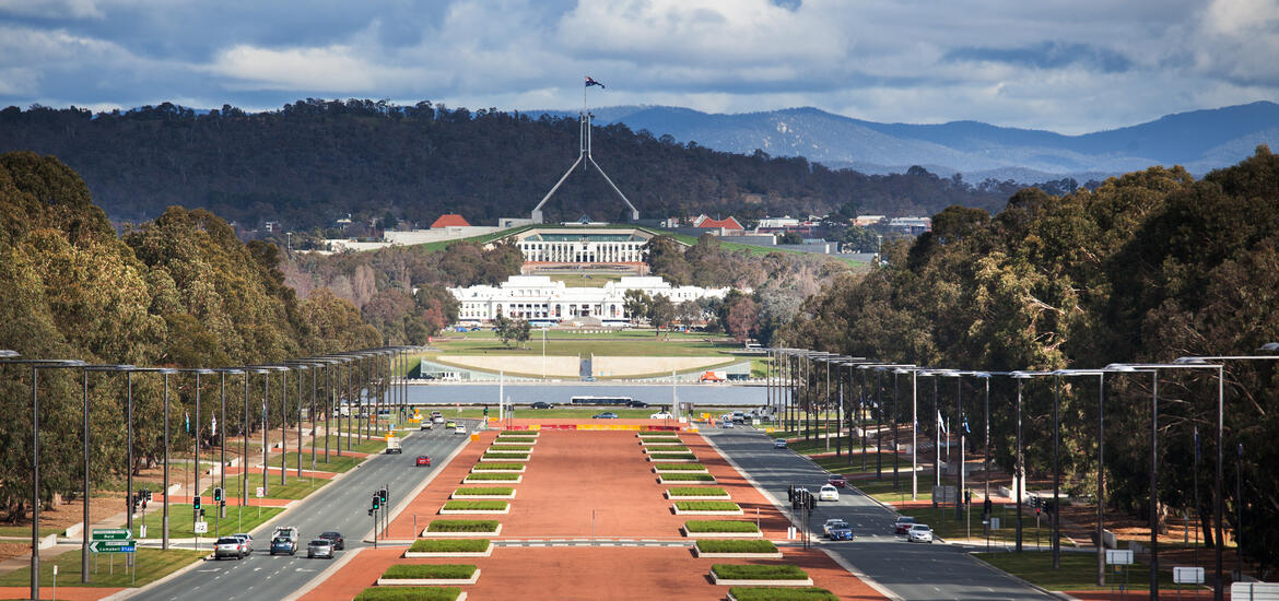 View of Parliament House in Canberra