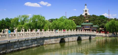 A panoramic view of the royal garden of Beihai Park in Beijing, China