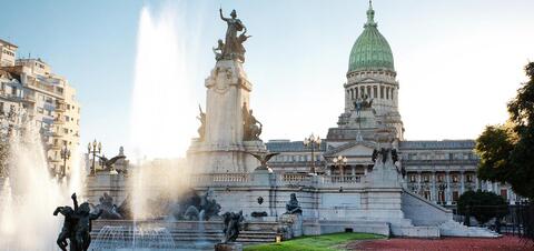 Building of Congress and the fountain in Buenos Aires, Argentina