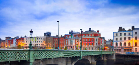 View of the Grattan Bridge spanning the River Liffey in Dublin