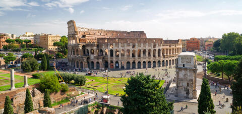 Aerial view of the Colosseum in Rome