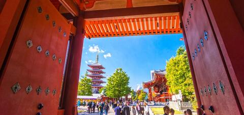 Tourists visit Senso-ji Temple in Tokyo, Japan